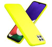 NALIA Funda Silicona Neón para Samsung Galaxy A22 5G - Soft-Touch & Señal Neón - NEONSHOCK (Carcasa Protectora) - Marca Alemana, Color:Amarillo