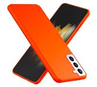 NALIA Funda Silicona Neón para Samsung Galaxy S21 Plus - Soft-Touch & Señal Neón - NEONSHOCK (Carcasa Protectora) - Marca Alemana, Color:Naranja