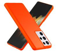 NALIA Funda Silicona Neón para Samsung Galaxy S21 Ultra - Soft-Touch & Señal Neón - NEONSHOCK (Carcasa Protectora) - Marca Alemana, Color:Naranja