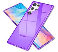 NALIA Funda Silicona Neón para Samsung Galaxy S22 Ultra - Color Señal Vibrante & Lente - Vibe (Carcasa Transparente) - Marca Alemana, Color:Morado