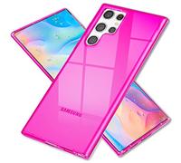 NALIA Funda Silicona Neón para Samsung Galaxy S22 Ultra - Color Señal Vibrante & Lente - Vibe (Carcasa Transparente) - Marca Alemana, Color:Pink Rosa