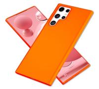 NALIA Funda Silicona Neón para Samsung Galaxy S22 Ultra - Soft-Touch & Señal Neón - NEONSHOCK (Carcasa Protectora) - Marca Alemana, Color:Naranja