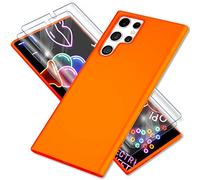 NALIA Funda Silicona Neón para Samsung Galaxy S23 Ultra - Soft-Touch & Señal Neón - NEONSHOCK (Carcasa Protectora) - Marca Alemana, Color:Naranja
