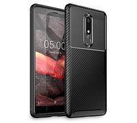 NALIA Funda Silicona para Nokia 5.1 (2018) - Antideslizante & Mate - Vortex (Óptica Cepillada & Diseño Carbono) - Marca Alemana