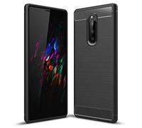 NALIA Funda Silicona para Sony Xperia 1 - Antideslizante & Mate - Vortex (Óptica Cepillada & Diseño Carbono) - Marca Alemana