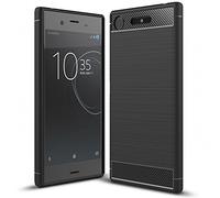 NALIA Funda Silicona para Sony Xperia XZ1 - Antideslizante & Mate - Vortex (Óptica Cepillada & Diseño Carbono) - Marca Alemana