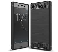 NALIA Funda Silicona para Sony Xperia XZ1 Compact - Antideslizante & Mate - Vortex (Óptica Cepillada & Diseño Carbono) - Marca Alemana
