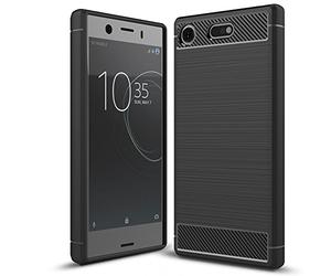 NALIA Funda Silicona para Sony Xperia XZ1 Compact - Antideslizante & Mate - Vortex (Óptica Cepillada & Diseño Carbono) - Marca Alemana