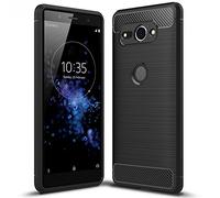 NALIA Funda Silicona para Sony Xperia XZ2 Compact - Antideslizante & Mate - Vortex (Óptica Cepillada & Diseño Carbono) - Marca Alemana