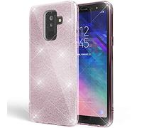 NALIA Purpurina Funda Compatible con Samsung Galaxy A6 Plus, Carcasa Protectora Movil Silicona Ultra-Fina Glitter Gel Bumper, Lentejuela Cubierta Delgado Back-Cover Slim Phone Case, Color:Pink Rosa