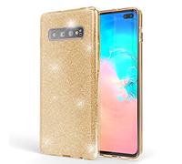 NALIA Purpurina Funda Compatible con Samsung Galaxy S10 Plus, Carcasa Protectora Movil Silicona Ultra-Fina Glitter Bumper Lentejuela Cubierta Delgado Back-Cover Slim Smart-Phone Case, Color:Gold Oro