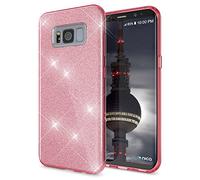 NALIA Purpurina Funda Compatible con Samsung Galaxy S8 Plus, Carcasa Protectora Movil Silicona Ultra-Fina Glitter Bumper Estuche, Lentejuela Cubierta Ligera Delgado Cover Slim Case, Color:Pink Rosa