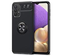 NALIA Ring Case Compatible con Samsung Galaxy A32 5G Funda, Silicona Carcasa con 360-Grados Anillo Giratorio para Soporte de Coche Magnético, Kickstand Cover Cubierta Protectora, Color:Negro