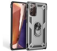 NALIA Ring Case Compatible con Samsung Galaxy Note 20 Funda, Carcasa Resistente con 360° Anillo Rotacion, Hardcase Cover & Silicona Bumper, Estuche Rigida para Soporte de Coche Magnético, Color:Plata