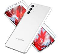 NALIA Set [3-en-1] compatible con Samsung Galaxy S23 Plus Funda [1x Ultra-Fina Hard-Cover & 2x Cristal Protector de Pantalla] 0,3mm Case Delgado Ultra-Slim, Opaco Resistente, Color:Blanco Transparente