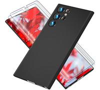 NALIA Set [3-en-1] Compatible con Samsung Galaxy S23 Ultra Funda [1x Ultra-Fina Hard-Cover & 2X Protector de Pantalla] 0,3mm Case Delgado Dura Ultra-Slim, Opaco Resistente, Color:Negro