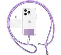 NALIA Universal Cordón Correa para Telefono Movil con Tarjeta, Colorido Cadena para Smart Phone Funda, Cuerda para Colgante Alrededor del Cuello o Hombro, Gancho Metálico, Color:Morado Coloreado