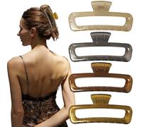 Nalodu Pinzas grandes de 5 pulgadas para el pelo, antideslizantes, brillantes, cuadradas, XL para cabello grueso y largo y rizado, pinzas rectangulares grandes para mujer, paquete de 4