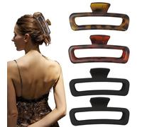 Nalodu Pinzas para el pelo de 5 pulgadas, extra grandes, cuadradas, antideslizantes, grandes, mate, XL, rectangulares, para mujeres de cabello grueso y rizado, paquete de 4