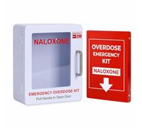 Naloxone Gabinete de emergencia para sobredosis, no incluye alarma ni cerradura, diseñado para montaje en pared y acceso público (metal, blanco, sin alarma)
