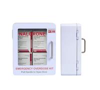 Naloxone Gabinete de emergencia para sobredosis, no incluye alarma ni cerradura, diseñado para montaje en pared y acceso público (metal, blanco, sin alarma)