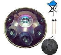 NaLsa 22 Pulgadas de Handpan en D Menor 9 Notas/10Notes, Instrumento de Tambor de Acero con Mochila Suave, Soporte de Metal, Ideal para Producción Deo Profesional/Notas de Púrpura