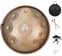 NaLsa Instrumento de Tambor Handpan en D Menor 10 Notas 22 Pulgadas "D3/A3 Bb3 C4 D4 E4 F4 G4 A4 C5" Tambores de Sartén de Acero para la Producción Deo Profesional, Grabado Láser No Desvanecido. (10 S