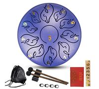 NaLsa Tambor de Lengua de Acero 6 Pulgadas 11 Notas Tambor de Handpan C Clave de Percusión Instrumento Tambor de Manual, Instrumento de Tambor de Música para Adultos/Niños con Bolsa, Mazos, Libro de M