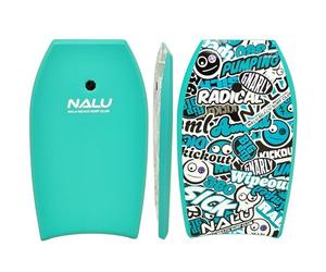 Nalu Cross Bodyboard con correa y enchufe EPS de 33 pulgadas, diseño verde azulado