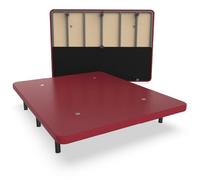 NALUI - Base Tapizada 135x180 cm de Acero con 7 patas de Altura 25cm, Gran Estabilidad con 5 Barras Transversales, Tejido 3D Transpirable y 4 Válvulas de Aireación | Fabricado en España | Granate