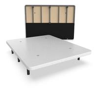 NALUI - Base Tapizada 135x190 cm de Acero con 7 patas de Altura 25cm, Gran Estabilidad con 5 Barras Transversales, Tejido 3D Transpirable y 4 Válvulas de Aireación | Fabricado en España | Blanco