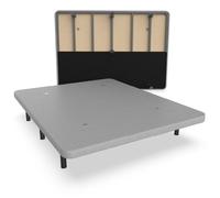 NALUI - Base Tapizada 150x190 cm de Acero con 7 patas de Altura 25cm, Gran Estabilidad con 5 Barras Transversales, Tejido 3D Transpirable y 4 Válvulas de Aireación | Fabricado en España | Gris