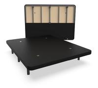 NALUI - Base Tapizada 150x190 cm de Acero con 7 patas de Altura 25cm, Gran Estabilidad con 5 Barras Transversales, Tejido 3D Transpirable y 4 Válvulas de Aireación | Fabricado en España | Negro