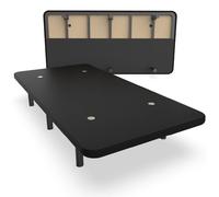 NALUI - Base Tapizada 80x190 cm de Acero con 6 patas de Altura 25cm, Gran Estabilidad con 5 Barras Transversales, Tejido 3D Transpirable y 4 Válvulas de Aireación | Fabricado en España | Negro