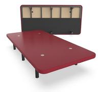 NALUI - Base Tapizada 90x190 cm de Acero con 6 patas de Altura 25cm, Gran Estabilidad con 5 Barras Transversales, Tejido 3D Transpirable y 4 Válvulas de Aireación | Fabricado en España | Granate