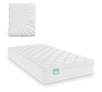 Nalui-Colchón Cuna 57 x 117 cm Baby One con Núcleo Adapt Foam, Suave, Transpirable y Acolchado Strech. Hipoalergénico | Oeko-Tex® | Altura ± 12cm | Hecho en España + Protector Tencel, Blanco