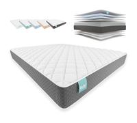 NALUI - Colchón Viscoelástico 135x200 One 20 con Firmeza Media y Grosor 21cm. Capa Viscoelástica Cloudfeel, Tejido Transpirable 3D Air Path y Multicapa 8 Airsoftpro. Fabricado en España, Gris