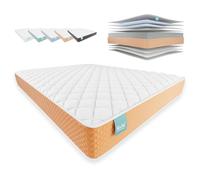 NALUI - Colchón Viscoelástico 135x200 One 20 con Firmeza Media y Grosor 21cm. Capa Viscoelástica Cloudfeel, Tejido Transpirable 3D Air Path y Multicapa 8 Airsoftpro. Fabricado en España, Melocotón