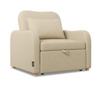 Nalui- Sillon Cama Buddy 92x97x90cm con Respaldo Ajustable 2 Posiciones y Almohada. Sofá Cama 1 Plaza 3 en 1 de Lino, Soporta hasta 200Kg. Sofá Cama Individual con Reposabrazos, Beige