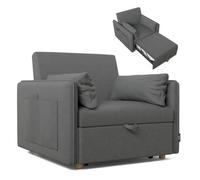 Nalui-Sofá Cama 1 Plaza 3 en 1 Nest 1 93x100x79cm con 3 Posiciones y 2 Almohadas (55x20cm). Sofá Cama Individual, Soporta hasta 200Kg. Sillón Cama Reclinable con Reposabrazos, Marengo