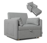 Nalui-Sofá Cama 1 Plaza 3 en 1 Nest 1 93x100x79cm con 3 Posiciones y 2 Almohadas (55x20cm). Sofá Cama Individual, Soporta hasta 200Kg. Sillón Cama Reclinable con Reposabrazos, Gris Claro