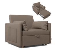 Nalui-Sofá Cama 1 Plaza 3 en 1 Nest 1 93x100x79cm con 3 Posiciones y 2 Almohadas (55x20cm). Sofá Cama Individual, Soporta hasta 200Kg. Sillón Cama Reclinable con Reposabrazos, Marrón