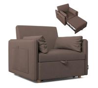 Nalui-Sofá Cama 1 Plaza 3 en 1 Nest 1 93x100x79cm con 3 Posiciones y 2 Almohadas (55x20cm). Sofá Cama Individual, Soporta hasta 200Kg. Sillón Cama Reclinable con Reposabrazos, Marrón