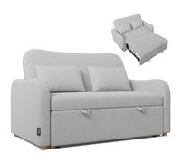 Nalui- Sofa Cama 2 plazas 3 en 1 Buddy 2 137x100x87cm con Respaldo Ajustable y 2 Almohadas (54x24cm). Sofa Cama Chaise Longue, Soporta ≤250Kg. Sofa 2 Plazas Convertible en Cama 118x190cm, Gris Claro