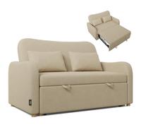 Nalui- Sofa Cama 2 plazas 3 en 1 Buddy 2 137x100x87cm con Respaldo Ajustable y 2 Almohadas (54x24cm). Sofa Cama Chaise Longue, Soporta ≤250Kg. Sofa 2 Plazas Convertible en Cama 118x190cm, Beige