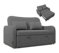 Nalui- Sofa Cama 2 plazas 3 en 1 Buddy 2 137x100x87cm con Respaldo Ajustable y 2 Almohadas (54x24cm). Sofa Cama Chaise Longue, Soporta ≤250Kg. Sofa 2 Plazas Convertible en Cama 118x190cm, Marengo