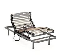 NALUI - Somier para Cama 67 x 200 cm con Patas ProCare, 11 Láminas Madera de Haya de 10 cm y Estructura de Acero. Somier Eléctrico Articulado en 5 Planos con Mando y Cursores para Regular la Firmeza