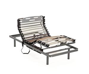 NALUI - Somier para Cama 90 x 190 cm con Patas ProCare, Madera de Haya y Acero. Eléctrico Articulado en 5 Planos con Mando y Cursores para Regular la Firmeza