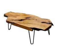 Nalvyue Mesa de centro de madera natural, mesa de centro con borde vivo para sala de estar, escritorio único