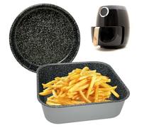 NAMAI - 20 x 20 cm, bandeja de horno cuadrada para freidora de aire caliente, aspecto de piedra, apta para lavavajillas, aluminio de buena calidad, bandeja profunda con revestimiento antiadherente (20